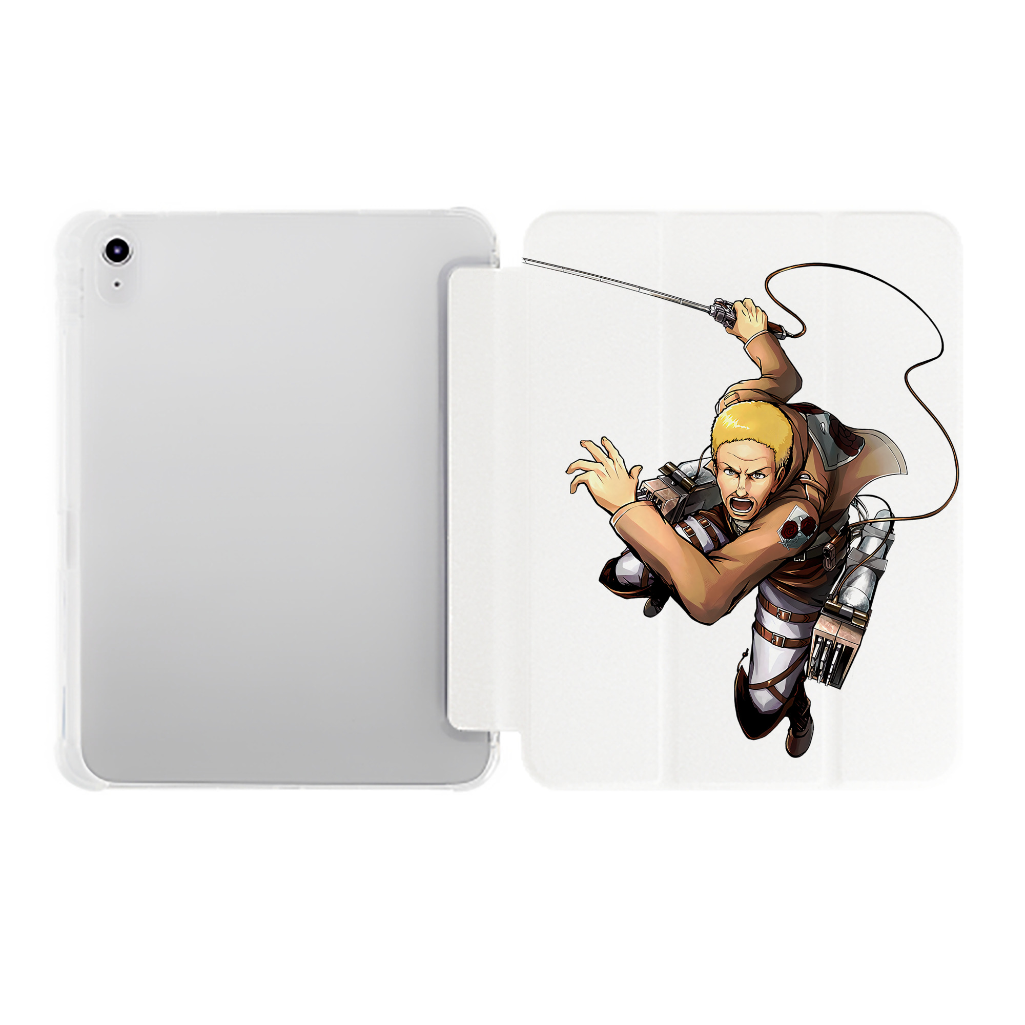 （画像用） 進撃の巨人 ハンネス Attack on Titan Hannes IPad ケース ペン収納付き 三つ折りスタンド PUレザー×シリコン 対応機種9.5/10.5/10.9インチ